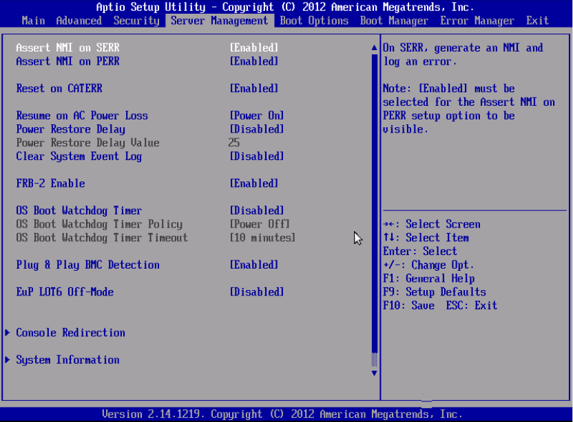 BIOS menu view